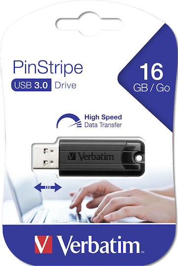 Verbatim PinStripe 16GB USB 3.0 Stick Schwarz