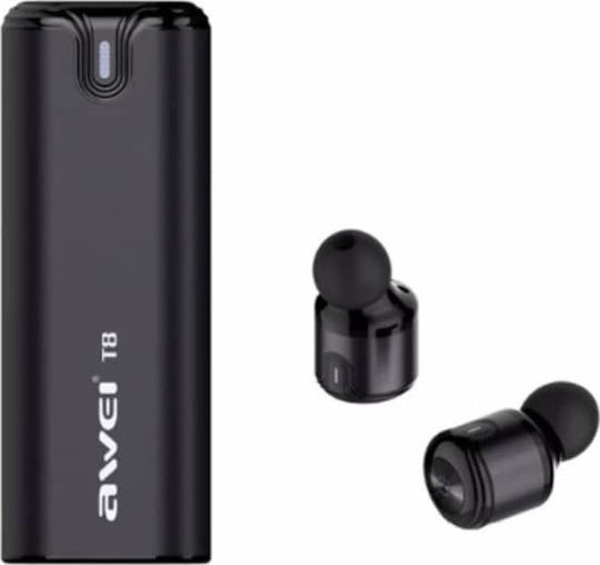 Awei T8 In-ear Bluetooth Handsfree Căști cu Rezistență la Transpirație și Carcasă de Încărcare Negru
