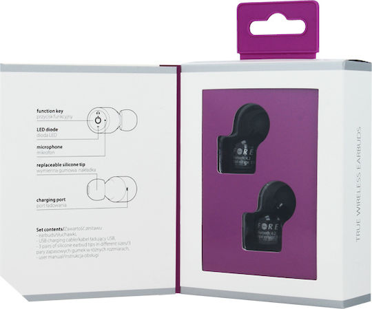 Forever TWE-100 In-ear Bluetooth Handsfree Ακουστικά με Θήκη Φόρτισης Μαύρα