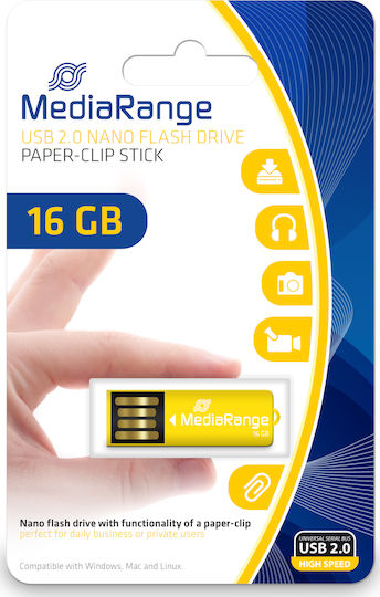 MediaRange 16ГБ USB 2.0 Стик Жълт