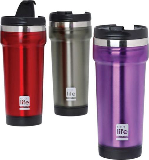 Ecolife Internal Recyclable Glass Thermos Stainless Steel BPA Free 420ml Silver