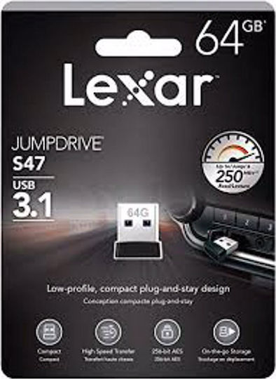 Lexar JumpDrive S47 64GB USB 3.1 Stick Μαύρο