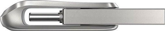 Sandisk Ultra Dual Drive Luxe 128GB USB 3.1 Стик с връзка USB-C & USB-A Сребрист