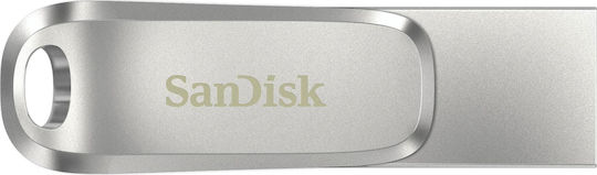 Sandisk Ultra Dual Drive Luxe 256GB USB 3.1 Stick with connection USB-C & USB-A Silver