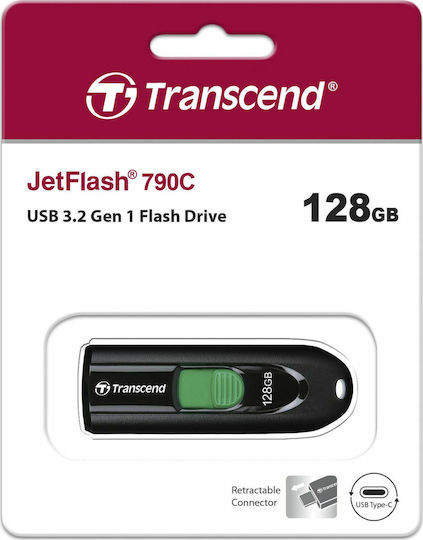 Transcend JetFlash 790C 128GB USB 3.1 Stick with connection USB-C Black
