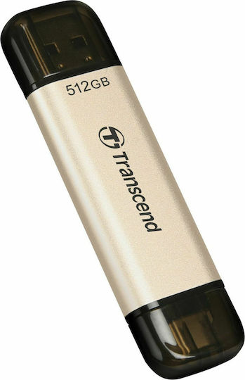 Transcend JetFlash 930C 512GB USB 3.1 Stick με σύνδεση USB-A & USB-C Χρυσό