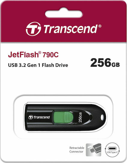 Transcend JetFlash 790C 256GB USB 3.1 Stick with connection USB-C Black