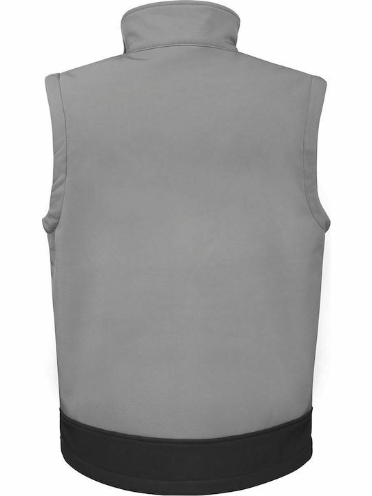 Men's Sleeveless Softshell Jacket Waterproof and Windproof Gray