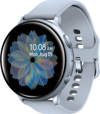 Samsung Galaxy Watch Active2 Aluminium 44mm Αδιάβροχο με Παλμογράφο (Ασημί)