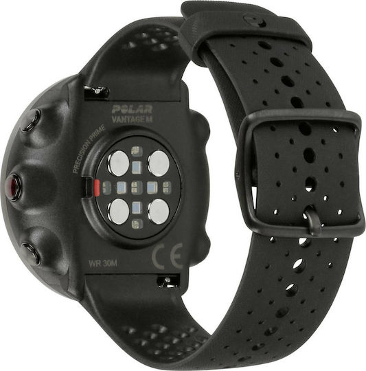 Polar Vantage M M/L Stainless Steel 46mm Αδιάβροχο Smartwatch με Παλμογράφο (Μαύρο)