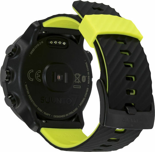 Suunto 7 50мм Водоустойчив Смарт часовник с Пулсомер (Black Lime)