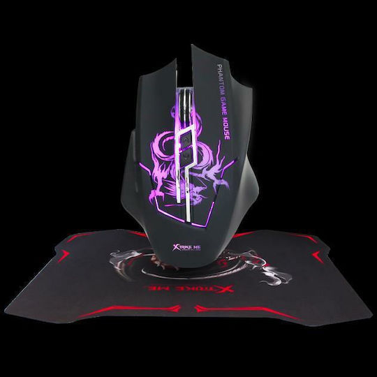 Spartan Gear Phalanx + MousePad Геймърско Мишка 3000 DPI Черен