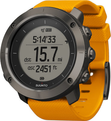 Suunto Traverse Stainless Steel 50mm Waterproof Smartwatch (Amber)
