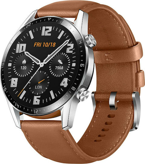 Huawei Watch GT 2 Classic 46mm mit Pulsmesser (Pebble Brown)