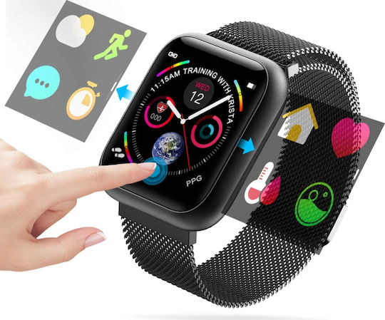 F11 Smartwatch mit Pulsmesser (Schwarz)