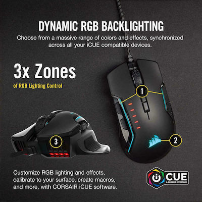 Corsair Glaive RGB Pro Геймърска Мишка 18000 DPI Черен