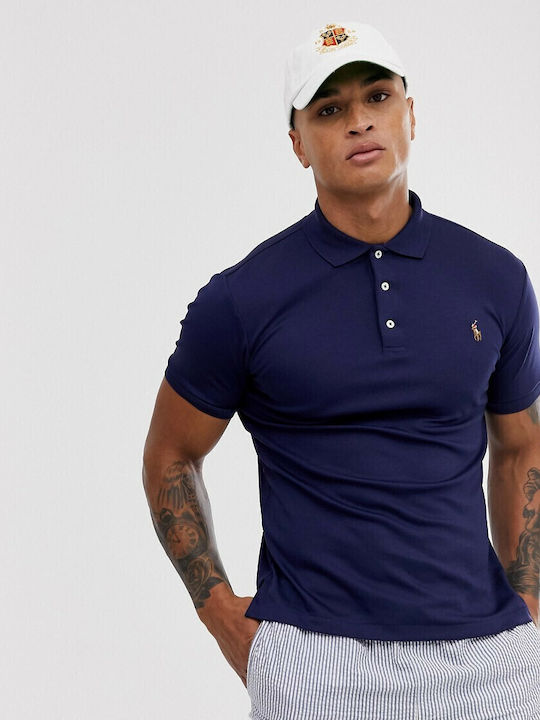 Polo Herrenbluse Kurzarm Marineblau