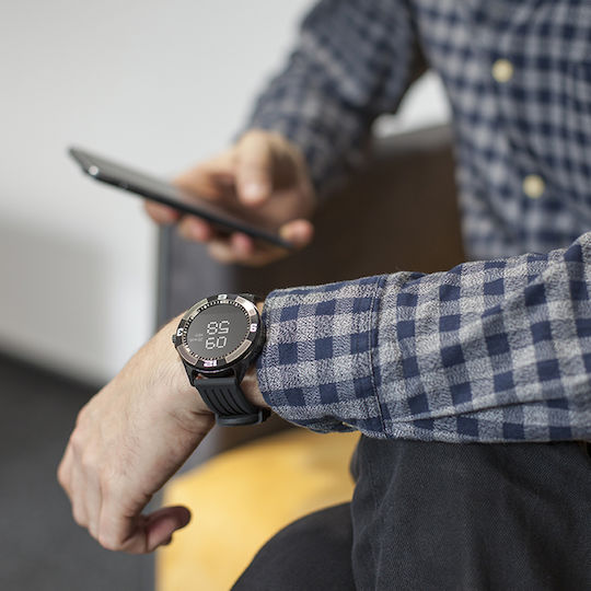 Forever SW-100 Smartwatch με Παλμογράφο (Μαύρο)