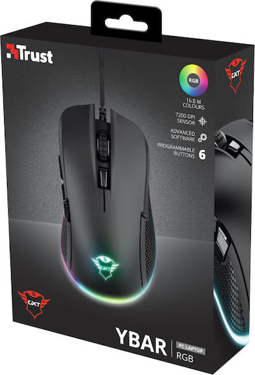 Trust GXT 922 Ybar RGB Gaming Gaming Maus 7200 DPI Schwarz