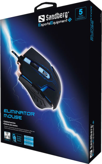 Sandberg Eliminator Mouse RGB Gaming Ποντίκι Μαύρο