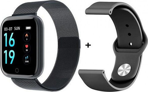 T80S Smartwatch με Παλμογράφο (Μαύρο)
