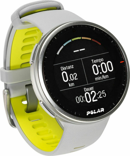 Polar Vantage V2 Aluminium 47mm Waterproof Smartwatch with Heart Rate Monitor (Silver with Gray-Lime Strap)
