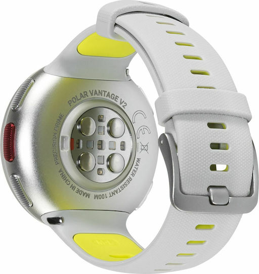 Polar Vantage V2 Aluminium 47mm Waterproof Smartwatch with Heart Rate Monitor (Silver with Gray-Lime Strap)