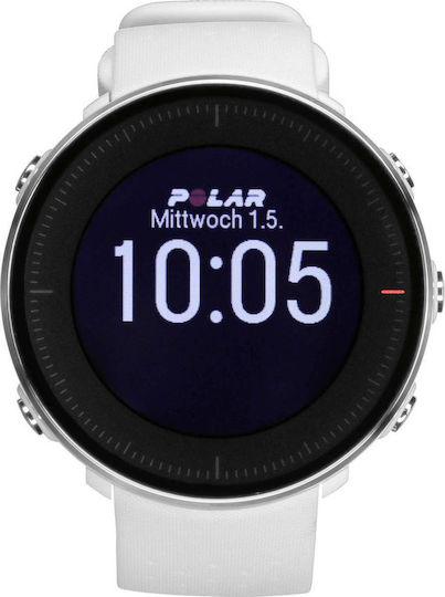 Polar Vantage M M/L Stainless Steel 46mm Αδιάβροχο Smartwatch με Παλμογράφο (Λευκό)