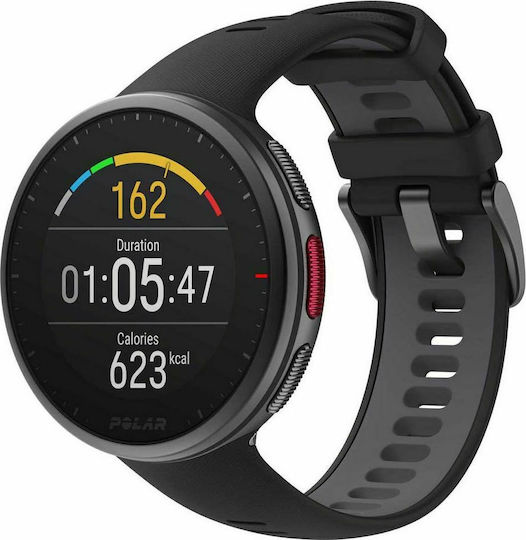 Polar Vantage V2 Aluminium 47mm Αδιάβροχο Smartwatch με Παλμογράφο (Μαύρο)