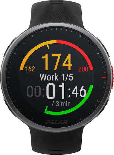 Polar Vantage V2 Aluminium 47mm Αδιάβροχο Smartwatch με Παλμογράφο (Μαύρο)