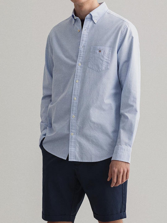 Long-sleeved Cotton Shirt Light Blue