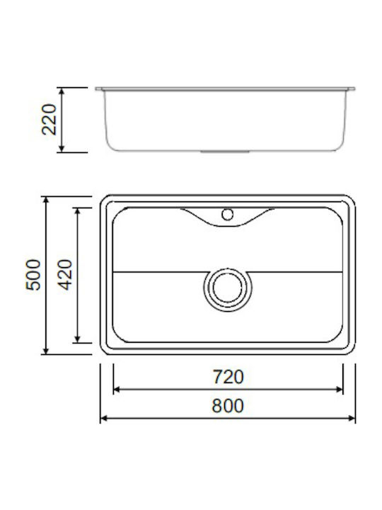 Macart New Silk N-100 S Ένθετος Νεροχύτης Inox Σατινέ Μ80xΠ50cm Ασημί