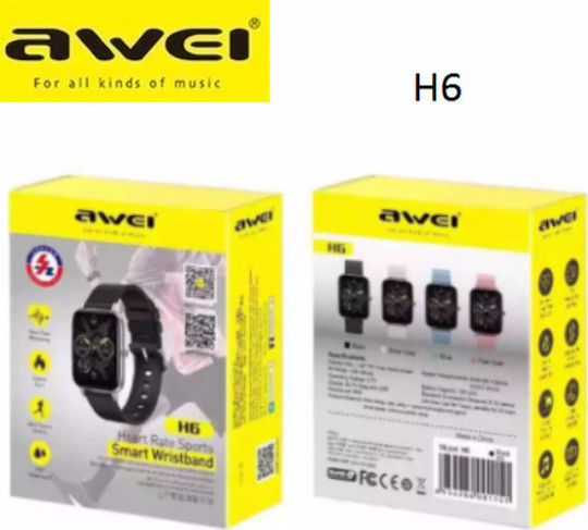 Awei H6 Smartwatch με Παλμογράφο (Μαύρο)