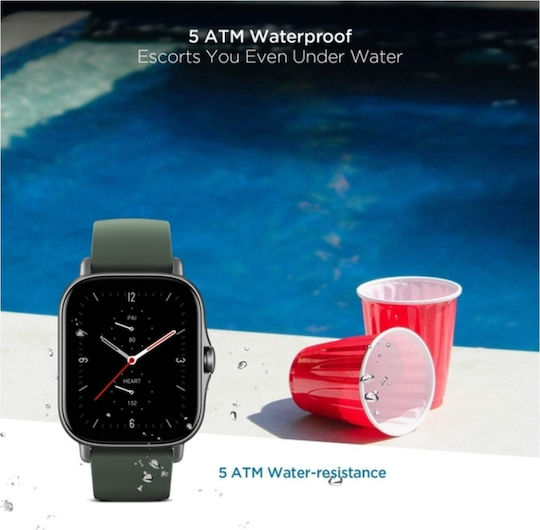 Amazfit GTS 2e Aluminium 43mm Αδιάβροχο Smartwatch με Παλμογράφο (Moss Green)