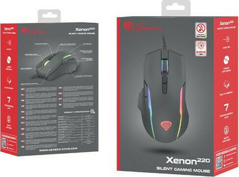Genesis Xenon 220 G2 RGB Геймърска Мишка 6400 DPI Черен
