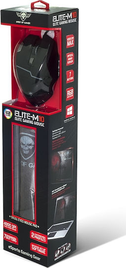 Spirit of Gamer Elite M10 & Mouse Pad RGB Gaming Ποντίκι 4000 DPI Μαύρο