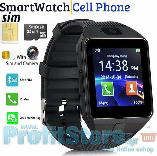 DZ09 43mm Smartwatch with SIM (Black)