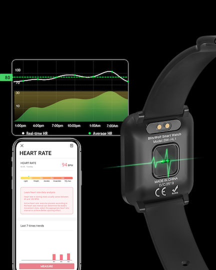 BlitzWolf BW-HL1 Waterproof Smartwatch with Heart Rate Monitor (Black)