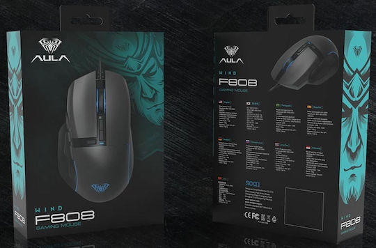 Aula Wind F808 RGB Gaming Ποντίκι 4200 DPI Μαύρο