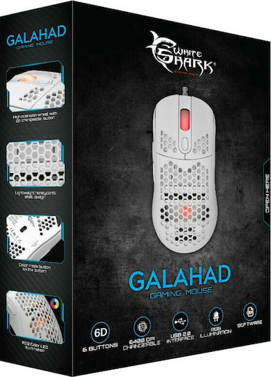 White Shark Galahad RGB Gaming Ποντίκι 6400 DPI Λευκό