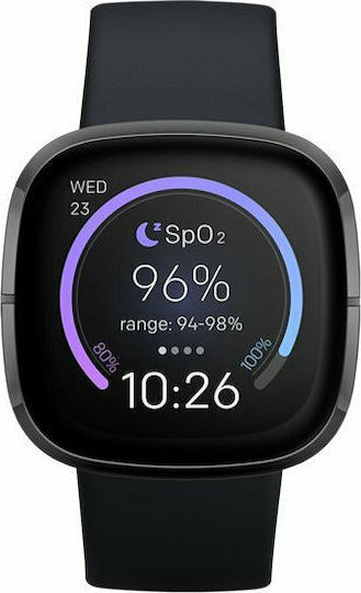 Fitbit Sense Aluminium 40mm Αδιάβροχο Smartwatch με Παλμογράφο (Carbon/Graphite Stainless Steel)