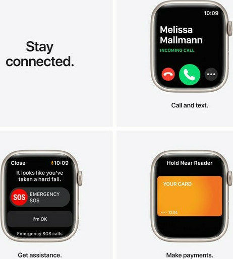 Apple Watch Series 7 Nike Aluminium 45mm Αδιάβροχο με Παλμογράφο (Starlight)