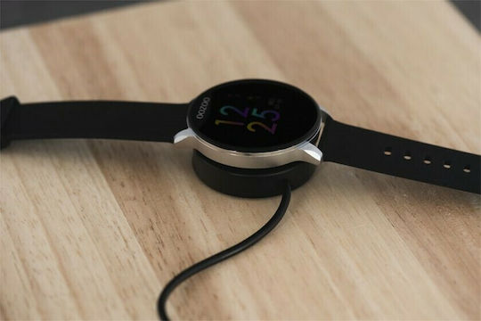 Oozoo Q00119 Stainless Steel 43mm Smartwatch with Heart Rate Monitor (Black)