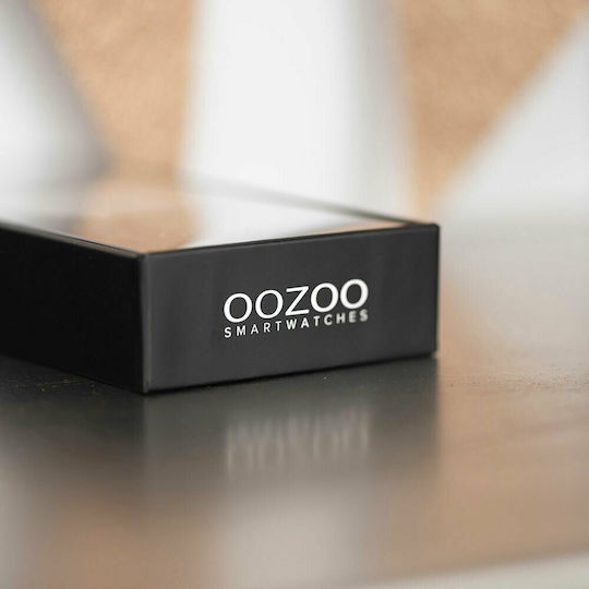 Oozoo Q00119 Stainless Steel 43mm Smartwatch with Heart Rate Monitor (Black)