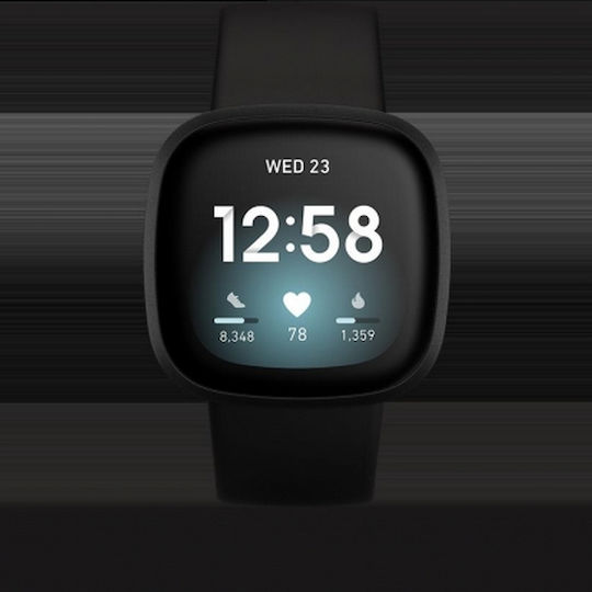 Fitbit Versa 3 Waterproof Smartwatch with Heart Rate Monitor (Black/Black Aluminum)