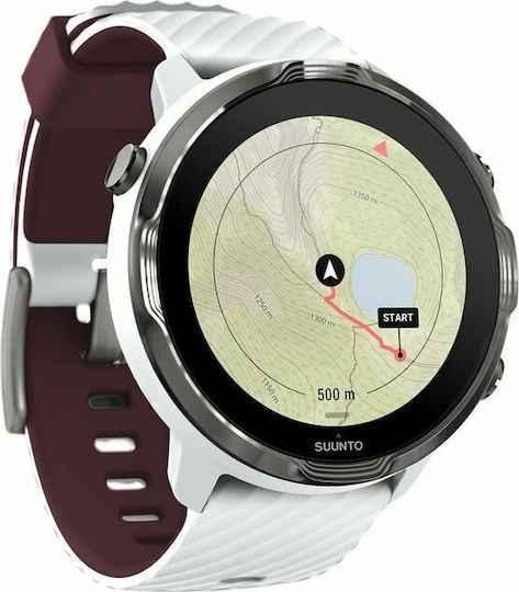 Suunto 7 50мм Водоустойчив Смартчасовник с Пулсомер (White Burgundy)