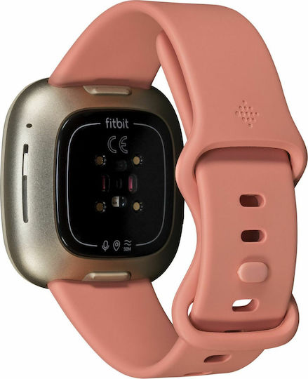 Fitbit Versa 3 Waterproof Smartwatch with Heart Rate Monitor (Pink Clay/Soft Gold Aluminum)