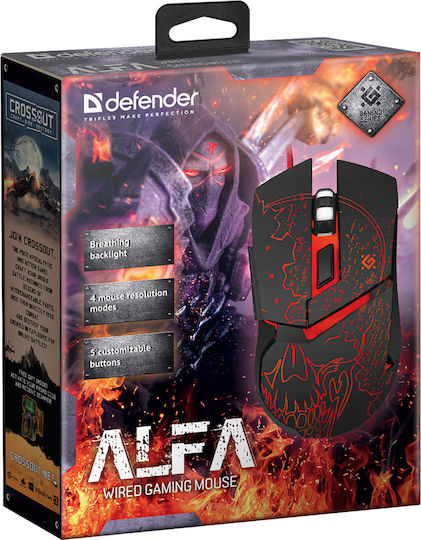 Defender Alfa GM-703L RGB Геймърска Мишка 3200 DPI Черен
