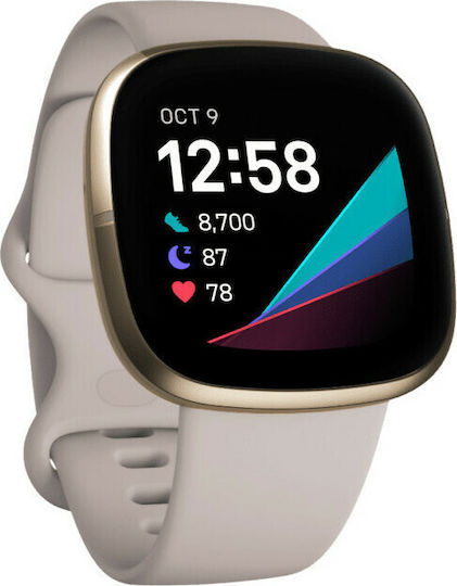 Fitbit Sense Oțel inoxidabil 40mm Rezistent la apă Smartwatch (Alb)