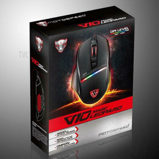 Motospeed V10 RGB Gaming Ποντίκι 4000 DPI Μαύρο